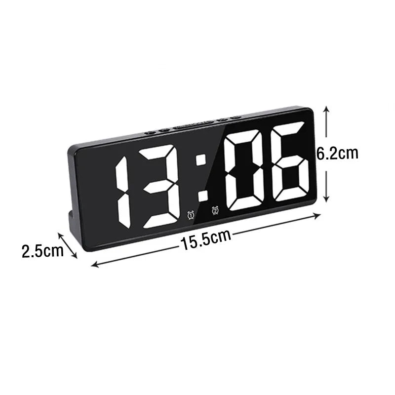 Digital Alarm Clock Voice Control Teperature Snooze Night Mode Desktop Table Clock 12/24H Anti-disturb Funtion LED Clocks Watch